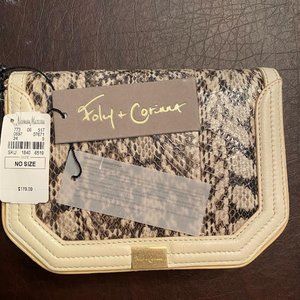 Brand New Foley & Corinna Genuine Beige Leather & Snakeskin purse